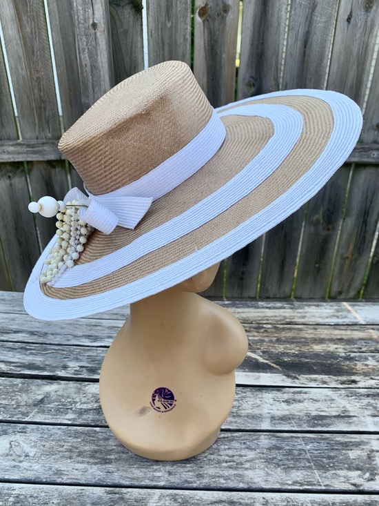 Don Anderson Accessories - Vintage Don Anderson NY Derby Church Straw Hat w/ Beaded Pin